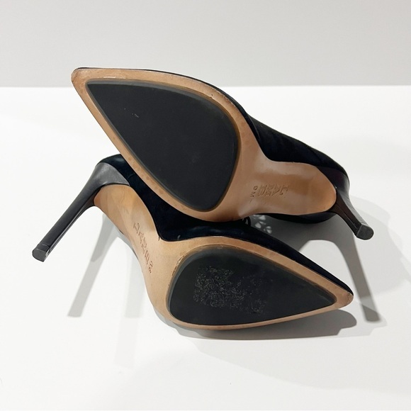 L.A.M.B. Isabella Black Suede Leather Stiletto Booties Size 9 - Picture 6 of 7